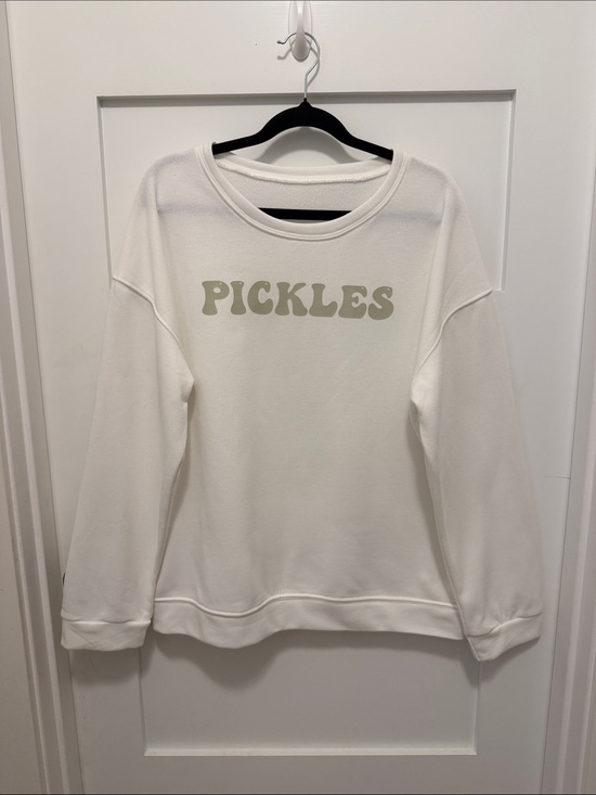 Sweaters - White Crewneck ‘Pickles’ Sweater - Relaxed Women's Pullover